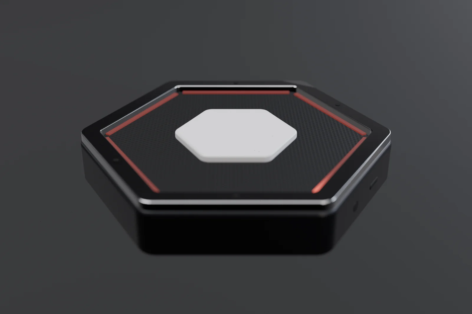 Core in the studio, its light ring glowing toward the person speaking
